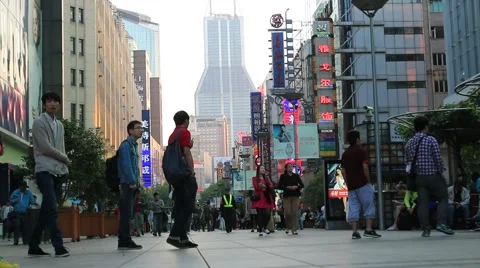 Nanjing Road early evening Stock Footage 44780130