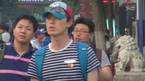 Nanjing shopping street crowded, Nanjing, China Stock Footage