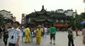 Nanjing Tourists Ride Traditional Yellow Cart Drivers Pushing Commuters Commute HD Footage