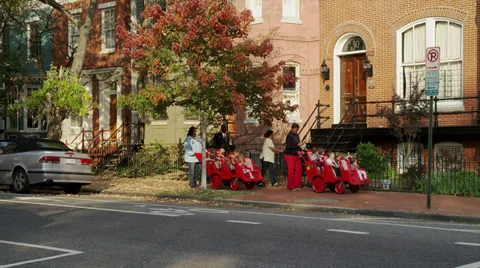Nannies with Multiple Children in Strollers Stock Footage 35316052