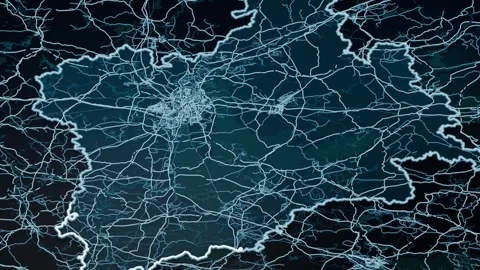 Nanning China Glowing Digital Map Animation 4K Video stock 337221854