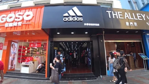 GUILIN CHIN STORE with ADIDAS LOGO an. Stock Video Pond5