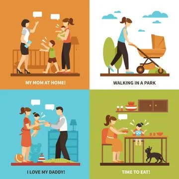 Nanny Concept Icons Set Illustrazione stock