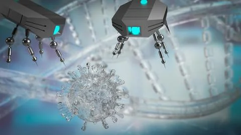The nano bot and virus for sci or technology concept 3d rendering Stock Illustration