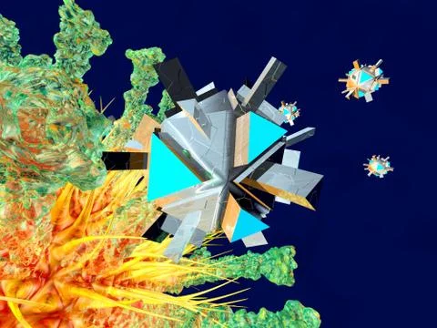 A Nano Bot attacking a Virus Stock Illustration
