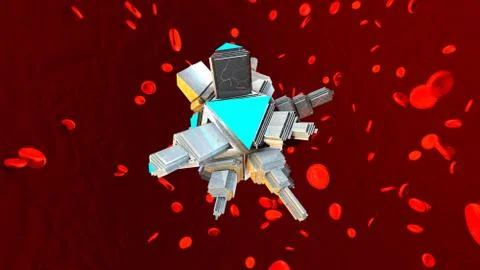 A Nano Bot in the human blood stream Stock Illustration