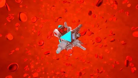 A Nano Bot in the human blood stream Stock Illustration
