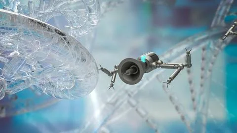 The nano bots and dna for sci or technology concept 3d rendering Stock Illustration