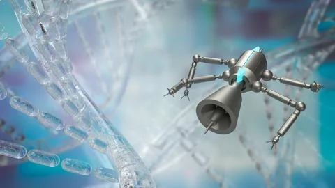 The nano bots and dna for sci or technology concept 3d rendering Stock Illustration