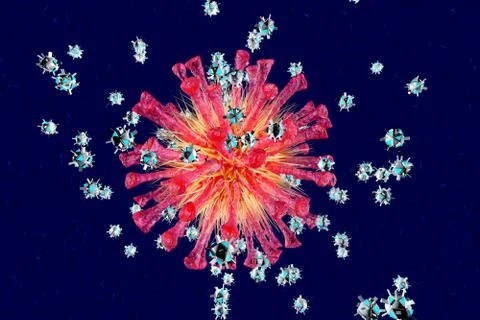 Nano Bots attacking a Virus Stock Illustration