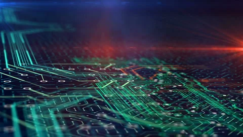 Nano chip circuit, modern technology micro electrons on digital gadget board Video stock 115178325