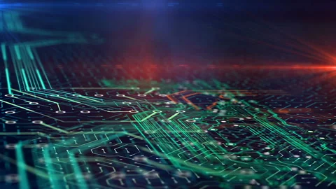 Nano chip circuit, modern technology micro electrons on digital gadget board Video stock 115180359
