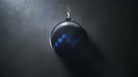 Nano Cryptocurrency Realistic Bomb Explosion Logo Reveal ProRes 4k | NANO Stock Footage 155677472