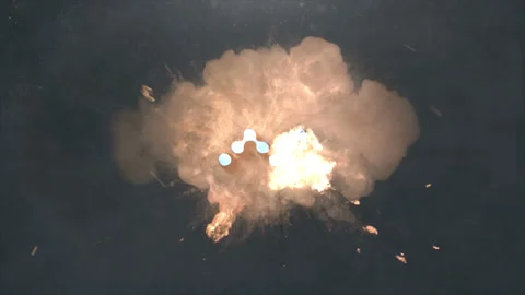 Nano Cryptocurrency Realistic Impact Explosion Logo Reveal ProRes 4k | Stock Footage 155677327