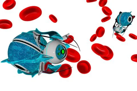Nano robot 3D render Illustrazione stock
