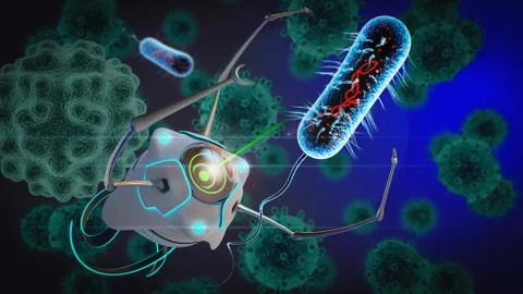 Nano robot 3D render Stock Illustration