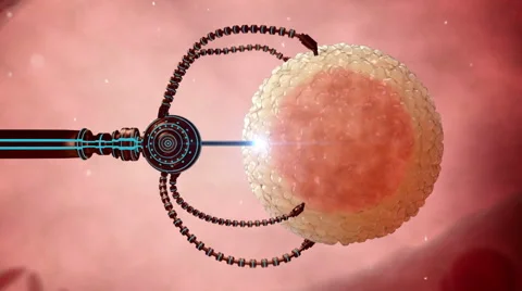Nano robot fertilizes the cell egg. Artificial insemination. Medical future Stock Footage 59336156