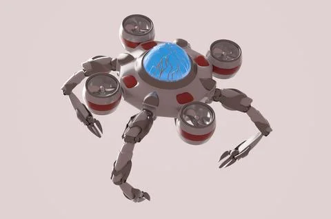 Nano robot on the white background,3d render. Stock Illustration