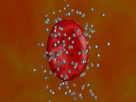 Nano robots, particles swarming around a cell. 3d render Stock-Footage 71996197
