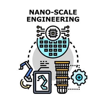 Nano scale engineering concept micro technology development Stock Illustration