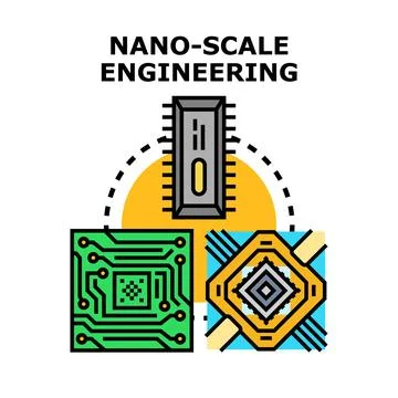 Nano scale engineering concept with microchip circuit board 库存插图