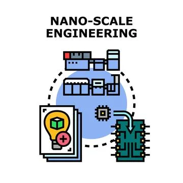 Nano scale engineering developing innovative technology and integration Stock Illustration