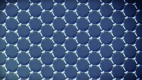 Nano Tech Graphene Lattice loop Vertical Blue. This nano technology 3D Stock Footage 340368886