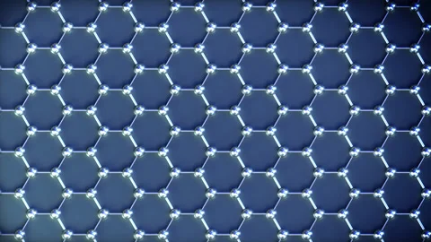 Nano Tech Graphene Structure loop Horizontal Blue. This nano technology 3D Stock Footage 339991256