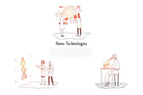 Nano technologies - scientists making research in laboratories vector concept Stock Illustration