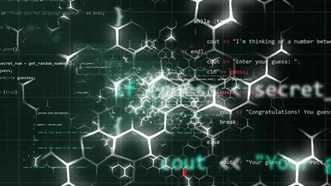 Nano technology walls combined with programming computer code. AI brain Stock-Footage 334782035