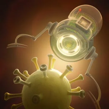 Nanobot x Virus Stock Illustration