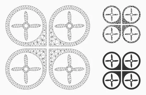Nanocopter Vector Mesh Network Model and Triangle Mosaic Icon Stock Illustration