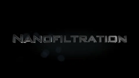 Nanofiltration title 3D metal text on black alpha channel background Stock Footage 296278865