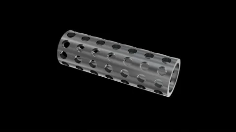 Nanoporous material. Metal object with many holes. 3d animation render Stock Footage 221292204