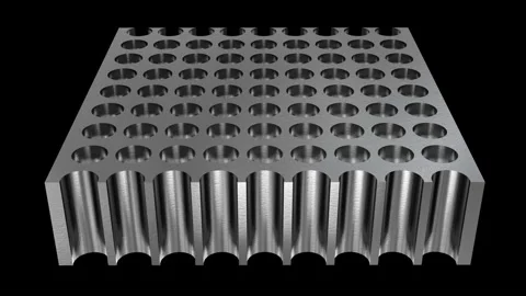 Nanoporous material. Metal object with many holes. 3d animation render Stock Footage 221292215