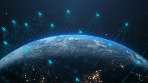 Nanosatellite or nanosat communication global connected technology network Stock Footage 168658253