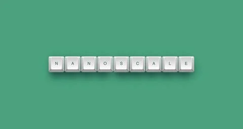 Nanoscale text on a 3d keyboard button with shadow concept series Иллюстрация
