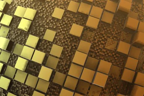 Nanotechnology concept, microchips and electronics, honeycomb, 3d fractal des Illustrazione stock