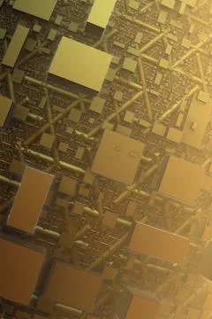 Nanotechnology concept, microchips and electronics, honeycomb, 3d fractal des Illustrazione stock
