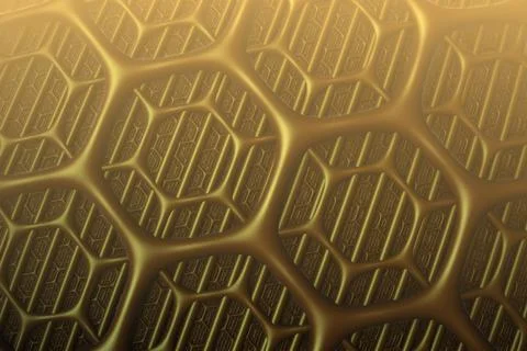 Nanotechnology concept, microchips and electronics, honeycomb, 3d fractal des 스톡 일러스트