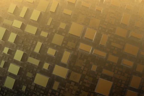 Nanotechnology concept, microchips and electronics, honeycomb, 3d fractal des Stockillustratie