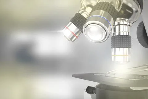 Nanotechnology discovery concept, microscope with flare イラスト素材