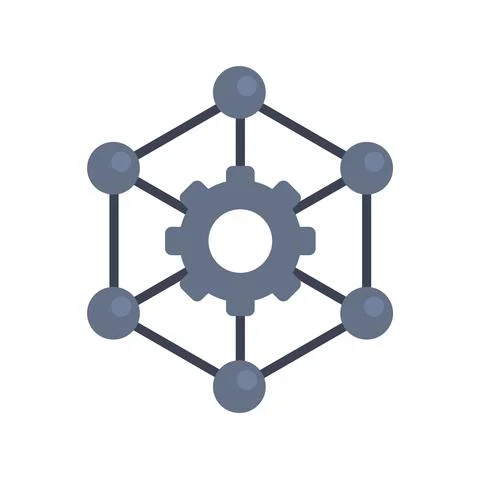 Nanotechnology gear structure icon flat isolated vector Illustrazione stock