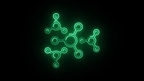 Nanotechnology Isolated on Black Background Neon Micro Science Animation Stock Footage 329056797