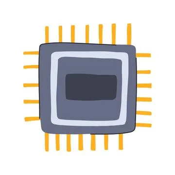 Nanotechnology microchip cartoon vector illustration Ilustración de archivo