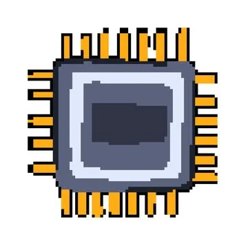 Nanotechnology microchip pixel art vector illustration Ilustración de archivo