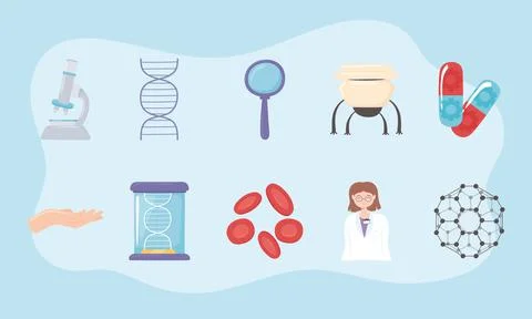 Nanotechnology science set Stock Illustration