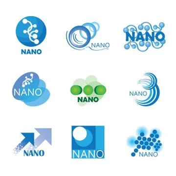 Nanotechnology set of logos Stock Illustration
