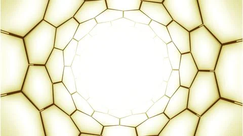 Nanotube structure animation. Design. Hexagonal endless tunnel. イラスト素材