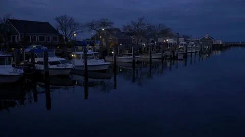 Nantucket Harbor Evening Static 4k Stock Footage 142244875